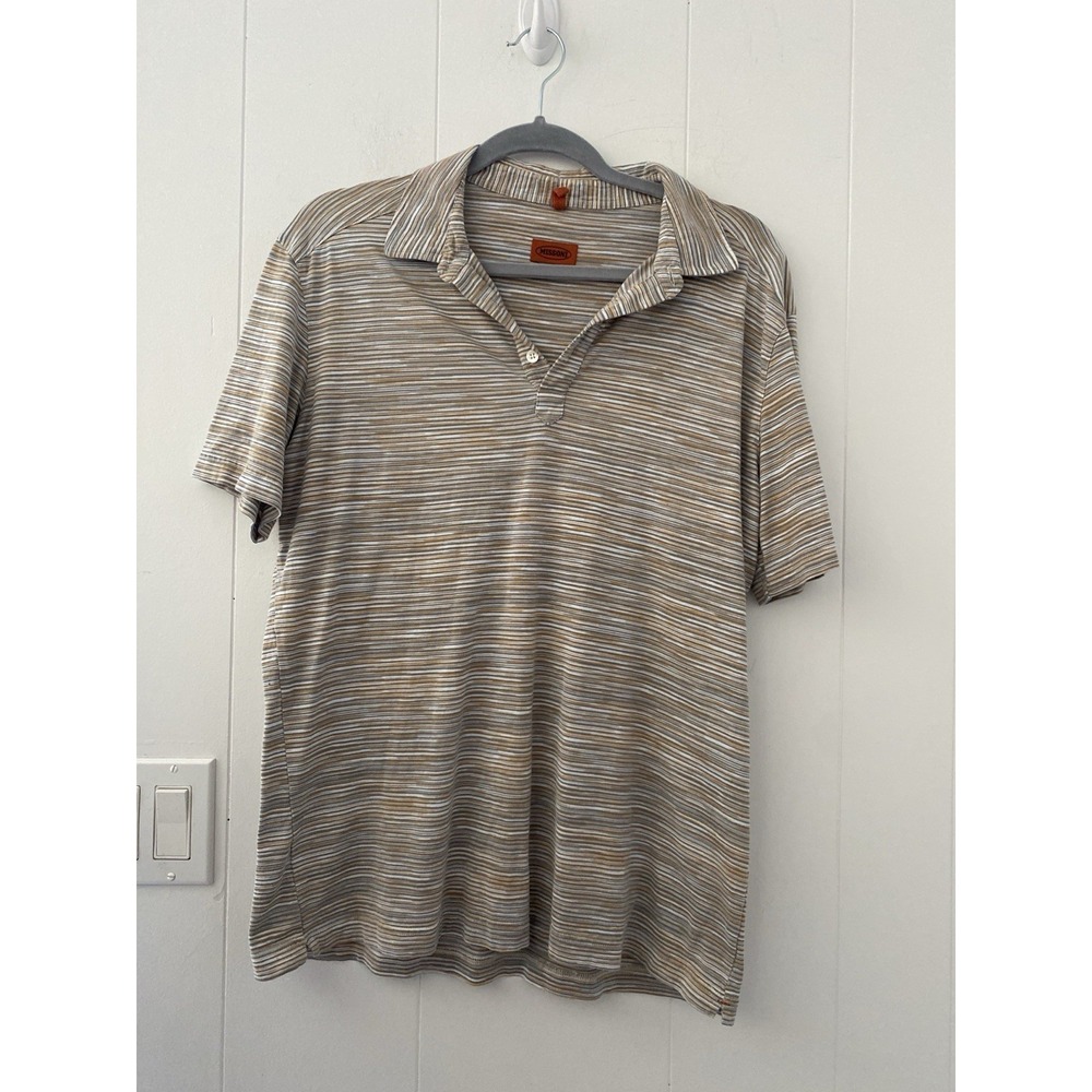 Missoni Men's Vintage Short Sleeve Knit Polo Shirt Size L Fine Striped